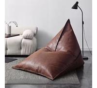 KBZSlyn Big Luxury Triangle Pouf Cover Faux Leather Bean Bag Cover (No Filler) Leatherette Empty Bean Bag Coverwith Easy Carry Handle For Living Room Bedroom Decor(Brown)
