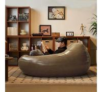 KBZSlyn PU Leather Lazy Sofa Cover (No Filler) Large Home Furniture Light Luxury PU Faux LeatherWaterproof Bean Bag Cover For Adults Big Lazy Sofafor Bedroom Living Room Garden(Gray)