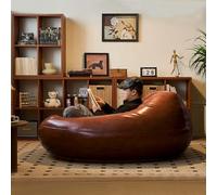 KBZSlyn PU Leather Lazy Sofa Cover (No Filler) Large Home Furniture Light Luxury PU Faux LeatherWaterproof Bean Bag Cover For Adults Big Lazy Sofafor Bedroom Living Room Garden(Brown)