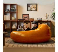 KBZSlyn PU Leather Lazy Sofa Cover (No Filler) Large Home Furniture Light Luxury PU Faux LeatherWaterproof Bean Bag Cover For Adults Big Lazy Sofafor Bedroom Living Room Garden(Yellow)