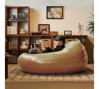 KBZSlyn PU Leather Lazy Sofa Cover (No Filler) Large Home Furniture Light Luxury PU Faux LeatherWaterproof Bean Bag Cover For Adults Big Lazy Sofafor Bedroom Living Room Garden(Khaki)