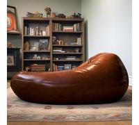 KBZSlyn PU Leather Lazy Sofa Cover (No Filler) Toys Storage Bean Bag Light Luxury PU Faux LeatherWaterproof Bean Bag Cover For Adults Big Lazy Sofafor Bedroom Living Room Garden(Brown)