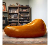 KBZSlyn PU Leather Lazy Sofa Cover (No Filler) Toys Storage Bean Bag Light Luxury PU Faux LeatherWaterproof Bean Bag Cover For Adults Big Lazy Sofafor Bedroom Living Room Garden(Yellow)