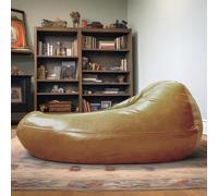 KBZSlyn PU Leather Lazy Sofa Cover (No Filler) Toys Storage Bean Bag Light Luxury PU Faux LeatherWaterproof Bean Bag Cover For Adults Big Lazy Sofafor Bedroom Living Room Garden(Khaki)