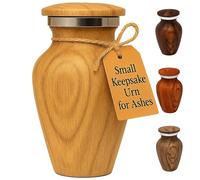 KC KATIE COLLECTION BY URNSELLER Urna de cremación pequeña de Recuerdo para Cenizas humanas de Aluminio con Acabado de Grano de Madera, Mini urna funeraria Personal de Metal para Compartir Cenizas de