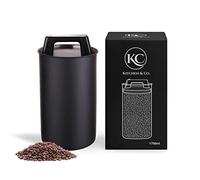 KC Kitchen & Co. Bote hermético para 500 g de café en grano con tapa de vacío (bote para café, té, bote de acero inoxidable para almacenamiento con precinto aromático)