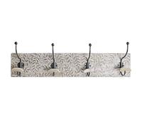 KCASA Perchero de Pared Madera Mango Tallado con 4 colgadores de Hierro decape - 76 Cm