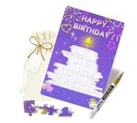 KCatsy Tarjeta cumpleaños - Puzzle tarjeta regalo cumpleaños - Tarjeta cumpleaños personalizada - Regalos originales sorpresa cumpleaños con bolsas de algodon, rotulador dorado, etiquetas regalo