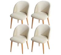KCCRHIN Funda para Silla Redonda De Comedor Pack 2/4/6 - Fundas Curvas Con Respaldo Redondo, Cubiertas De Colores Sólidos para Salón y Cocina, Cream 4pcs