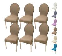 KCCRHIN Fundas Sillas De Comedor Pack 6/4/2 Fundas Sillas Boda Respaldo Alto Cubierta De Silla con Respaldo Redondo Fundas para Sillas Ajustables Elásticas De Comedor Boda Cocina,D 6pcs