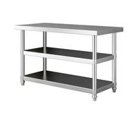 KCCRHIN Mesa De 3 Estantes De Acero Inoxidable, Mesa De Preparación Metálica, Estantería Metálica, Banco De Trabajo, Estantería Multiusos para Restaurantes, Almacenes, Cocinas,100x50x80cm
