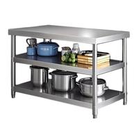 KCCRHIN Mesa De Trabajo Inoxidable De 3 Niveles, Mesada Cocina Inoxidable Profesional Mesa De Preparación De Alimentos Isla Cocina Comercial Carga 200 Kg para Restaurante Panadería,80x60x80cm