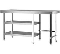 KCCRHIN Mesa De Trabajo Inoxidable Profesional, 3 Niveles, Mesa De Preparación De Alimentos Duradera, Altura Ajustable, Mesada Cocina INOX para Cocina De Restaurante, Bar, Hotel,100x50x80cm