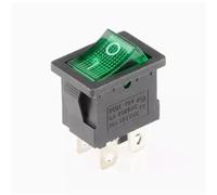 KCD1 15 * 21mm ON-OFF Boat Rocker 6A 250V AC 10A 125V 4Pin Red Green Light Switch 1Pcs(4P2T green light)