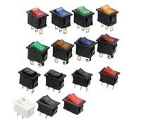 KCD1 interruptor basculante de 2/3/4/6 pines ON-OFF ON-OFF-ON 6A/10A 250V/125V AC 2/3 posiciones interruptor de alimentación rojo/negro con luz 15x21mm(3D6P-Red)