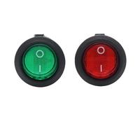 KCD1 Interruptor basculante redondo 2/3 pines ON-OFF-ON 2/3 posición 6A/250VAC 10A/125VAC SPST 23 mm LED Interruptores de botón for coche (Green Light,1pcs)