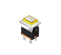Kcd1 Led Metal Push Button 2NO 4pins Square Switch 250v 15A Green Red Waterproof and Dustproof Grade Up to IP65 High Brightness LED lamp Cool(Yellow,Latching 3-8V)