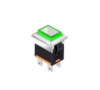 Kcd1 Led Metal Push Button 2NO 4pins Square Switch 250v 15A Green Red Waterproof and Dustproof Grade Up to IP65 High Brightness LED lamp Cool(Green,Momentary 110V) Switches