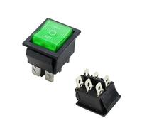 KCD4 1PCS Rocker Switch Power Switch ON-Off-ON 3 Position 6 Electrical Equipment with Light Switch 16A 250VAC/ 20A 125VA(Green ON-Off-ON) Controls Switches