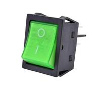 KCD4-201 30x22 30A 250VAC Heavy Duty KCD4 Rocker Switch 20A DPST ON OFF Latching 12V 220V Red Green Blue 1Pcs(Green Light,220V,20A 250VAC)