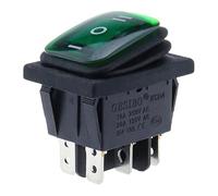 KCD4-203 Heavy Duty 16A 250VAC 30x22 Waterproof Rocker Switch 6pin DPDT ON OFF ON 12V 220V Red Green LED Light Rocker Switch(Black,12V)