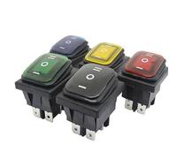 KCD4-203 Heavy Duty 16A 250VAC 30x22mm Rocker 6pin DPDT ON OFF ON 12V 220V Red Green LED Light Switch 1Pcs(Yellow Light,220V)