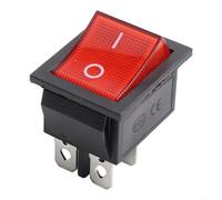 KCD4 Interruptor basculante en forma de barco 16 A 250 V CA, 4 pines, con indicador LED rojo, interruptor de red de alto rendimiento, para industria y barcos, color negro, 31 x 25 mm, carcasa robusta