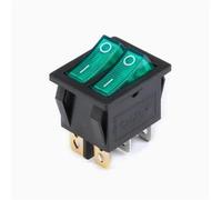 KCD6 Double Red Green Light 6Pin ON-OFF 30 * 22mm 2 Ways Boat Rocker Switch 1Pcs(6P2T Green Light)