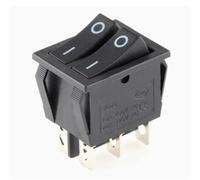 KCD6 Double Red Green Light Rocker Switch 6Pin ON-OFF 30 * 22mm 2 Ways Boat 1Pcs(6P2T Black)
