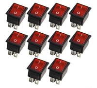 KCD7 Interruptor basculante de 6 pines con LED rojo/verde, autobloqueo/restablecimiento, 15 A 250 V CA, compacto 31 x 25 mm, para electrodomésticos, máquinas industriales DIY, 10 unidades (rojo)