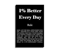 KCDFDVJFBM 1% Better Every Day Poster - Motivational Wall-Art Compound Effect Quote Canvas Print for Home Office Gym Decor(Framed,16x24inch(40x60cm))