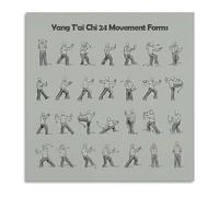 KCDFDVJFBM 24 Forms of Tai Chi Chart Poster Canvas Wall-Art Chinese Martial Art Exercise Reference Studio Decor(Unframed,08x12inch(20x30cm))