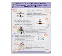 KCDFDVJFBM 5 Gentle Prenatal Exercises Poster Birth Preparation Guide for Expecting Moms Labor Prep Workout Wall-Art(Unframed,08x12inch(20x30cm))