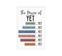 KCDFDVJFBM Affirmation Mental Health Poster The Power of Yet for Teens Counseling Office Classroom and Home Learning Space(Framed,12x18inch(30x45cm))