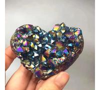 KCDFDVJFBM Amethyst Geode Heart Shaped Stone Crystals Stones Titanium Rainbow Aura Cluster Angel Quartz Ornaments