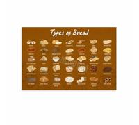 KCDFDVJFBM Artisan Bread Chart Poster Different Types of French Bread Food Illustration Canvas Wall-Art Kitchen Decor Gift for Bakers Cooks(Framed,16x24inch(40x60cm))