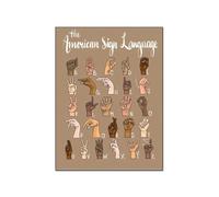 KCDFDVJFBM ASL Alphabet Educational - American Sign Language Art Print with Inclusive Multicultural Hand Signs, Canvas Wall-Art for Classroom, Living Room and Bedroom Decor(Framed,08x12inch(20x30cm))