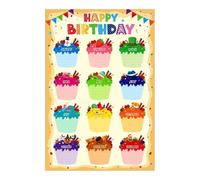 KCDFDVJFBM Back to School Birthday Chart - Colorful Cupcake Poster for Classroom Organization, Track & Celebrate Birthdays All Year, Essential Teacher Supply(Framed,08x12inch(20x30cm))