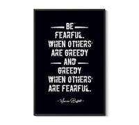 KCDFDVJFBM Be Fearful When Others Are Greedy Wall-Art, Investment Wisdom Quote Print, Warren Buffett Saying for Office, Motivational Home Decor(Framed,08x12inch(20x30cm))