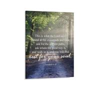 KCDFDVJFBM Beautiful Scripture Canvas Poster - Jeremiah 6:16 Inspirational Quote, Bible Poetry Wall-Art for Christian Home Farmhouse Living Room Decor(Unframed,16x24inch(40x60cm))