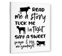 KCDFDVJFBM Bedroom Home Decor Cow Nursery Wall-Art Farm Animal Read Me a Story Tuck Me In Tight Print(Unframed,08x12inch(20x30cm))
