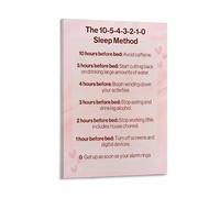 KCDFDVJFBM Bedroom Wall-Art 10-3-2-1-0 Sleep Rule Poster Healthy Sleep Routine Guide Canvas Print Motivational Decor(Framed,08x12inch(20x30cm))