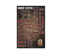 KCDFDVJFBM Beef Cuts Butcher Chart Educational Poster Kitchen Wall-Art Canvas Print Meat Lover Gift Home Decor(Unframed,16x24inch(40x60cm))
