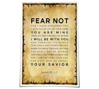 KCDFDVJFBM Bible Promise Wall-Art Isaiah 43 1-3 Fear Not For I Have Redeemed You Canvas Print for Entryway Living Room Faith Home Decor(Framed,08x12inch(20x30cm))