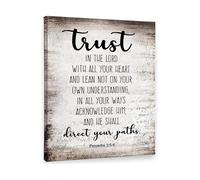 KCDFDVJFBM Bible Verse Wall-Art Proverbs 3:5-6 Trust In The Lord Christian Scripture Print Religious Decor for Home Office(Unframed,08x12inch(20x30cm))