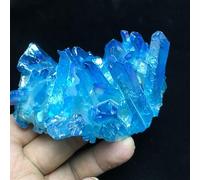 KCDFDVJFBM Blue Halo Quartz Crystal vug Titanium Bismuth Silicon Cluster Rainbow (Size : 60-80g)