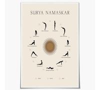 KCDFDVJFBM Boho Celestial Yoga Art: Sun Themed Namaste Poster with Yoga Poses Sequence for Spiritual Decor, Inspirational Wall Canvas Print(Unframed,12x18inch(30x45cm))