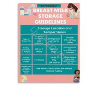 KCDFDVJFBM Breast Milk Handling and Storage Educational Poster Lactation Wall-Art Canvas for Midwife Gift Mom Decor(Framed,16x24inch(40x60cm))