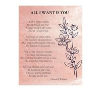 KCDFDVJFBM Bruce Wilmer All I Want Is You Wall Decor, Romantic Love Quote Poster with Poetic Lettering, Floral Art Print for Living Room & Bedroom(Unframed,08x12inch(20x30cm))