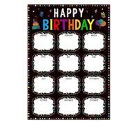 KCDFDVJFBM Bulletin Board Decor Birthday Chart Poster Confetti Happy Birthday Calendar for Classroom Teacher Supplies Back to School Elementary Preschool(Framed,08x12inch(20x30cm))